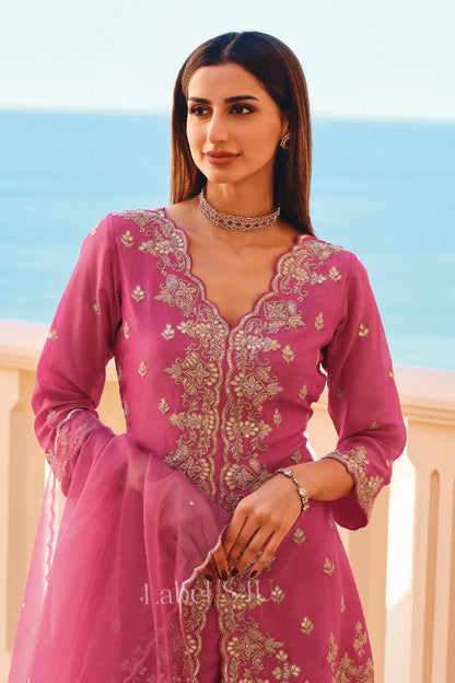 Pink Zari Kurta Set