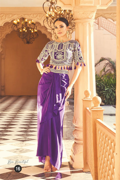 Royal Violet Drape Skirt Set