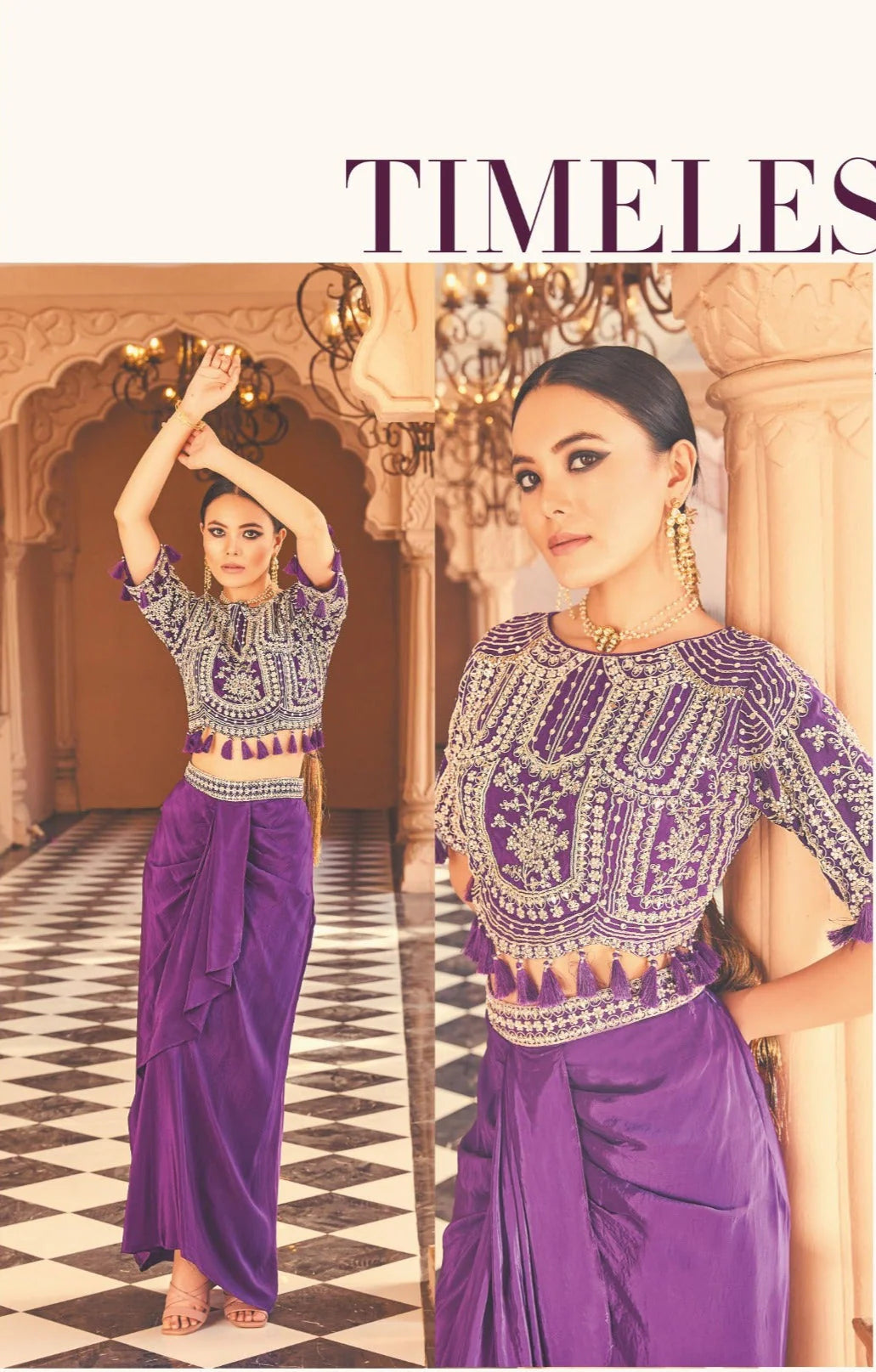 Royal Violet Drape Skirt Set