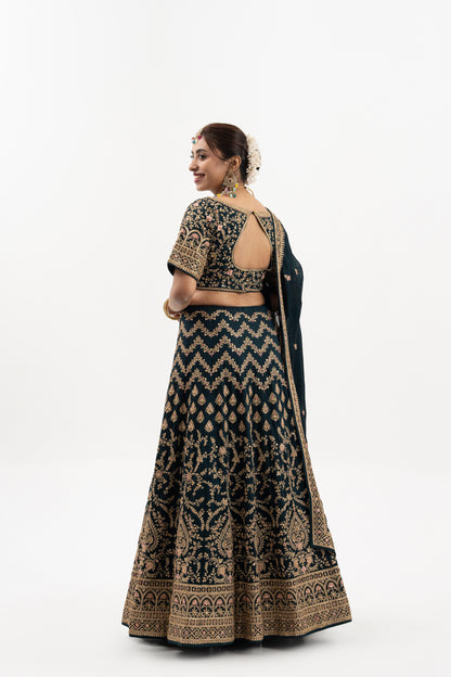 Midnight Royale Embroidered Bridal Lehenga Set