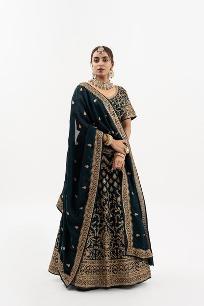 Midnight Royale Embroidered Bridal Lehenga Set