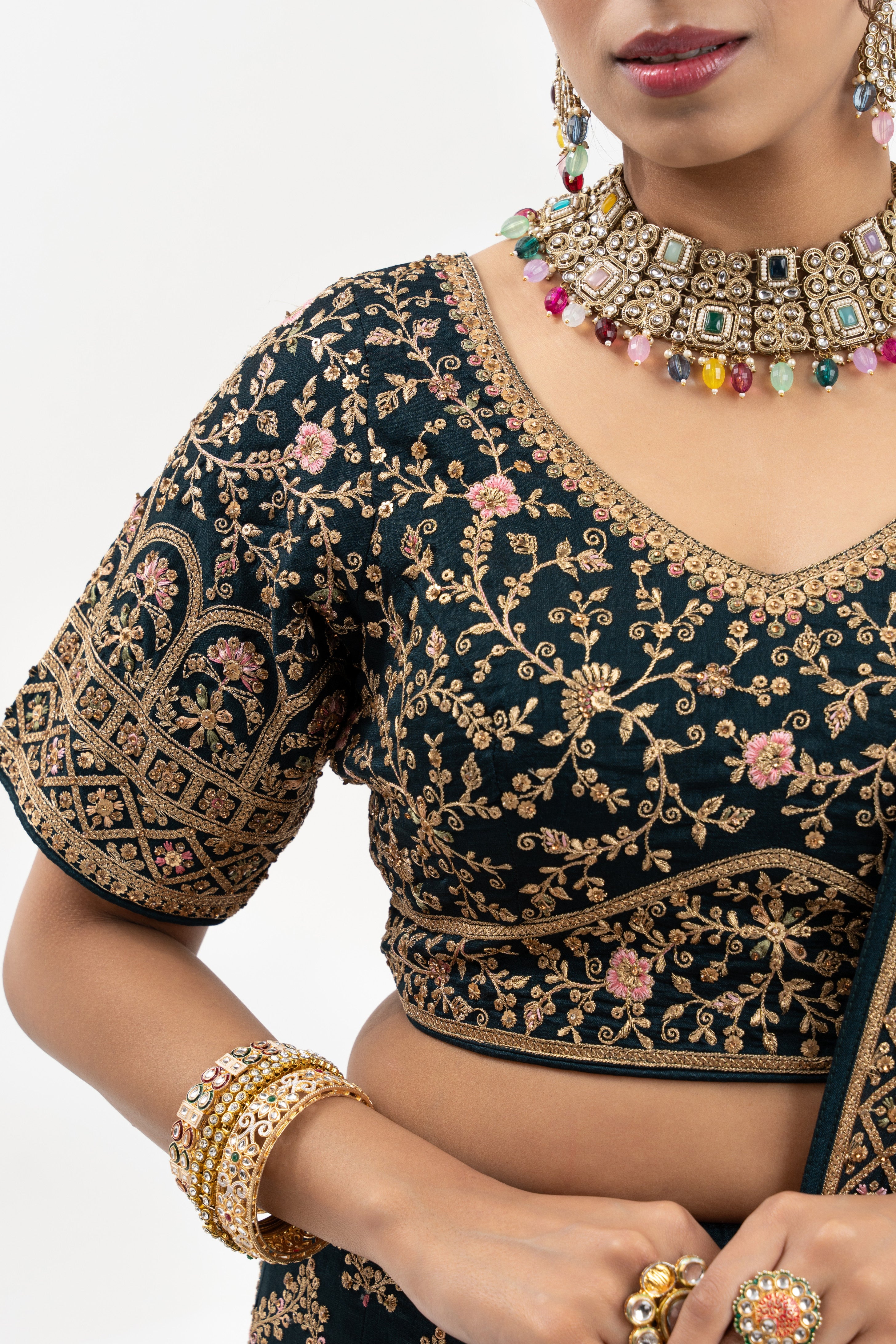 Midnight Royale Embroidered Bridal Lehenga Set