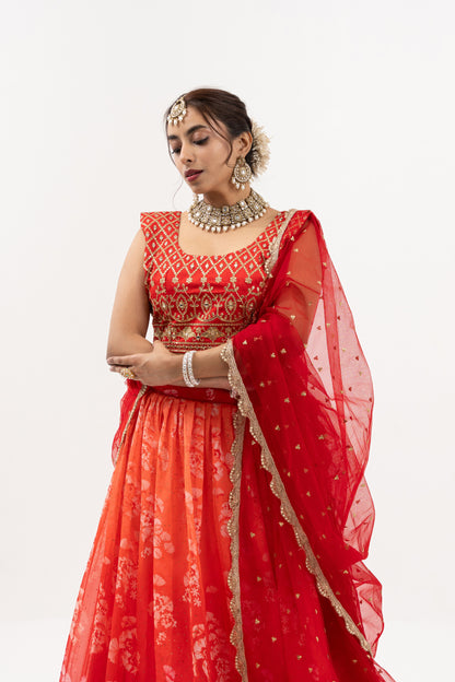Crimson Sunrise Bridal Lehenga Set