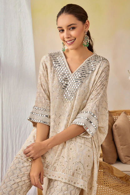 Ivory Mirror Kaftan Set