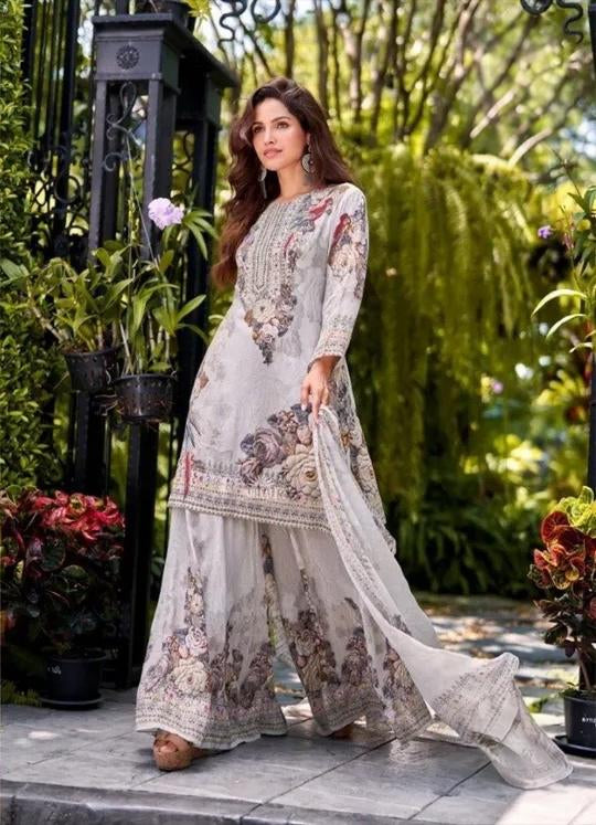 Grey Floral Palazzo Set