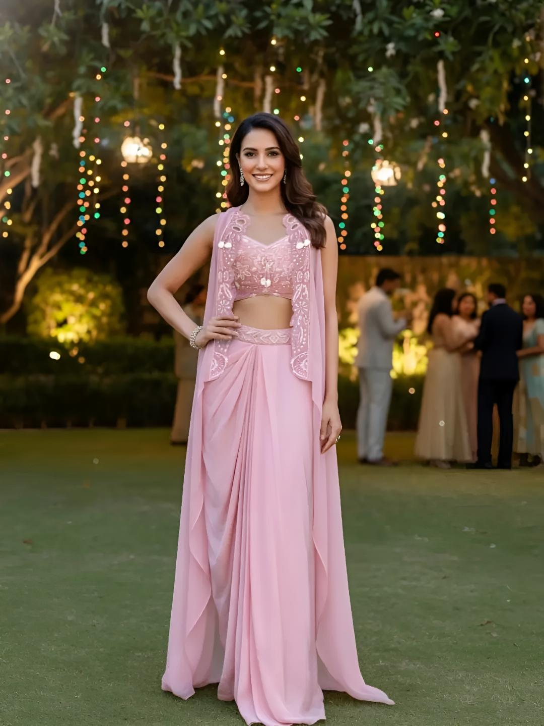 Blush Draped Saree Set