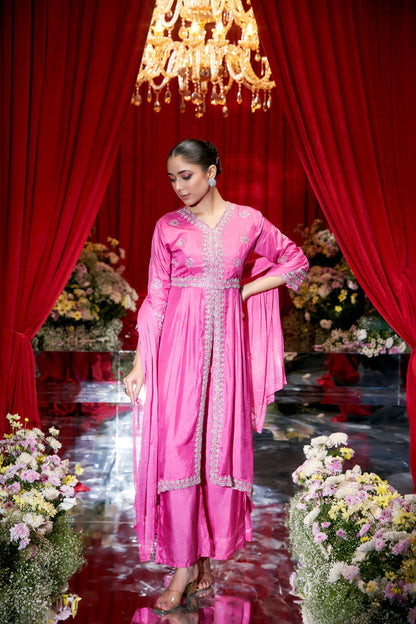 Pink Embellished Anarkali Set