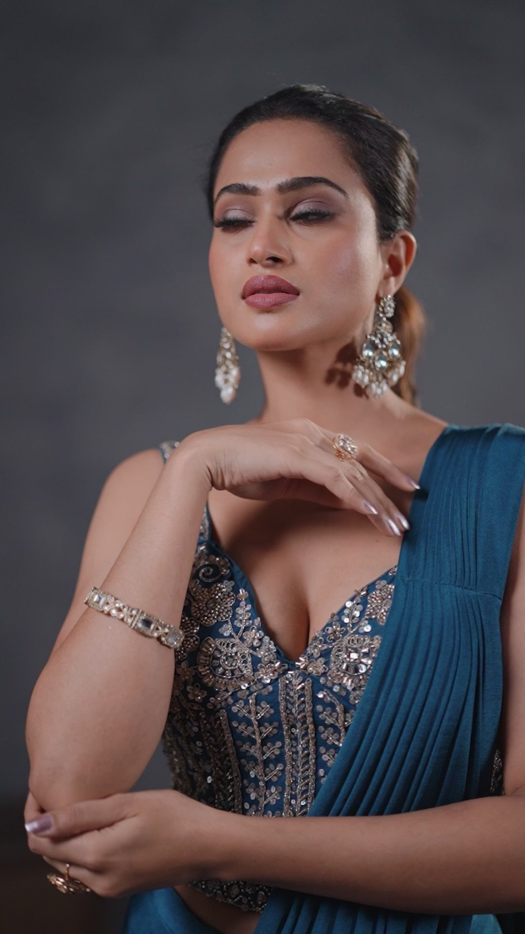 Azure Gleam Saree Set