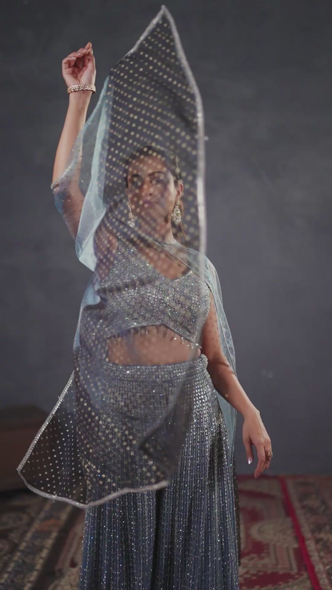 Slate Sparkle Sharara Set