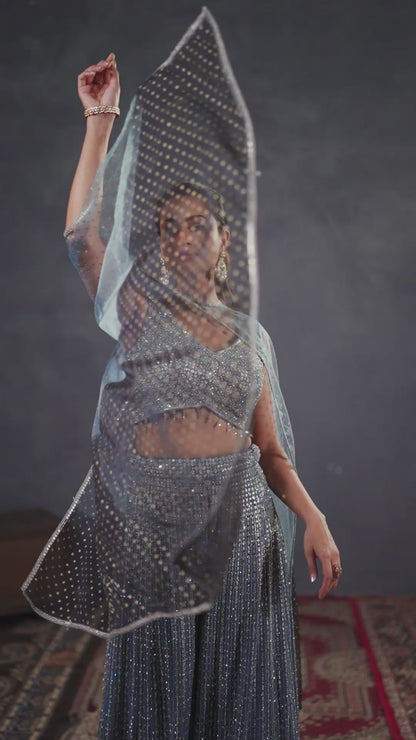 Slate Sparkle Sharara Set