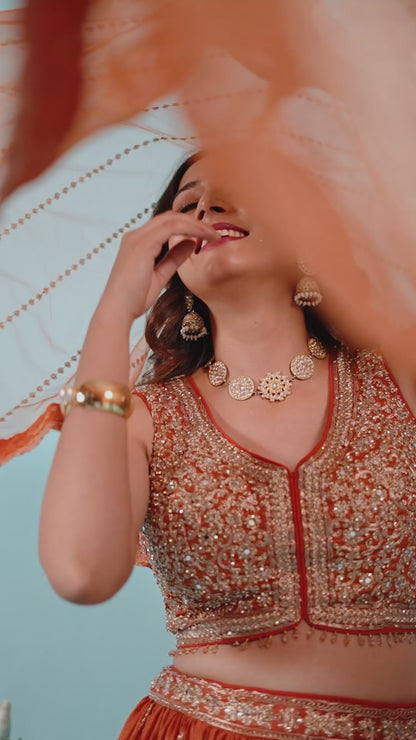 Coral Ember Lehenga Set