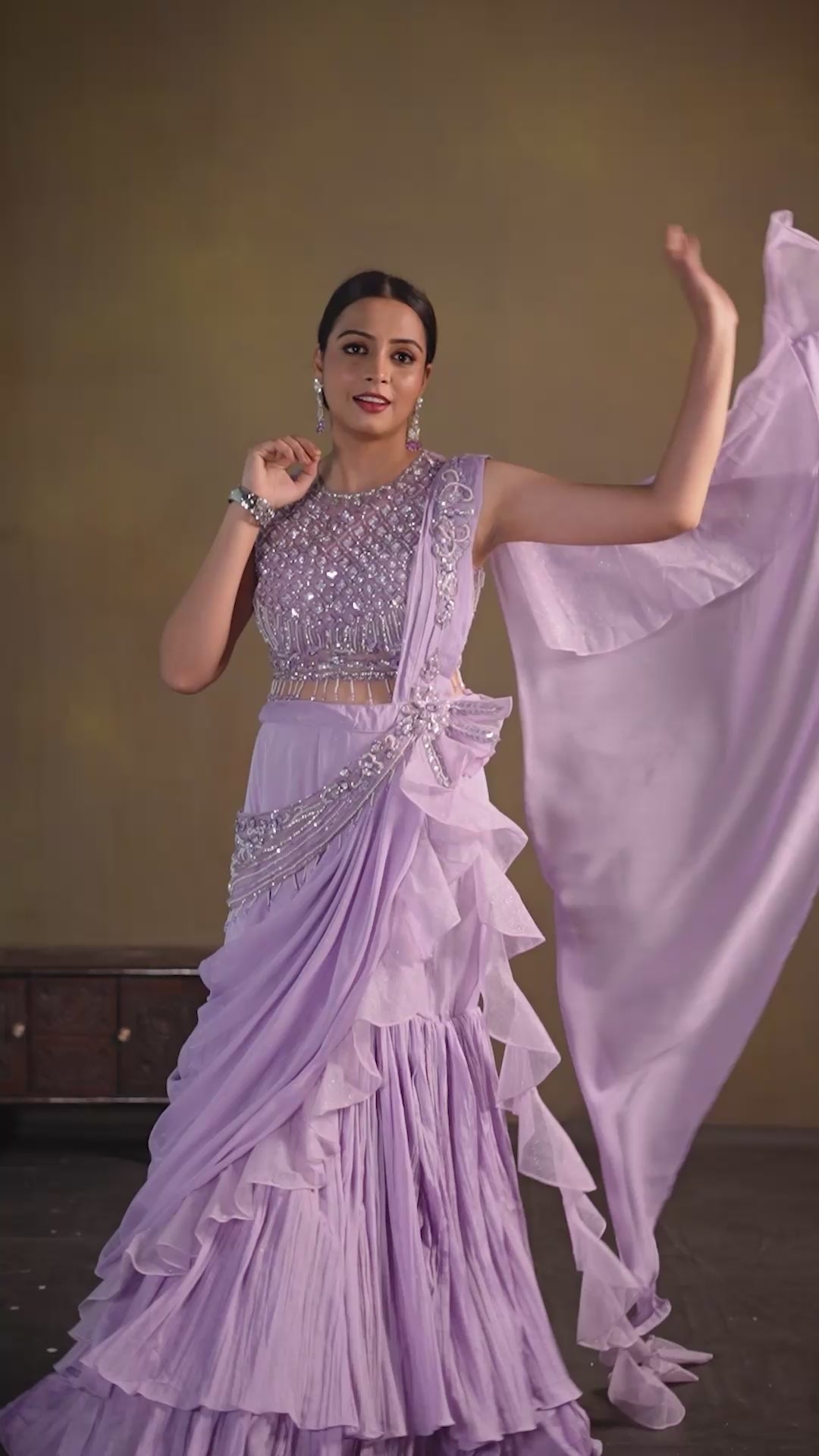 Lilac Ruffle Lehenga Set