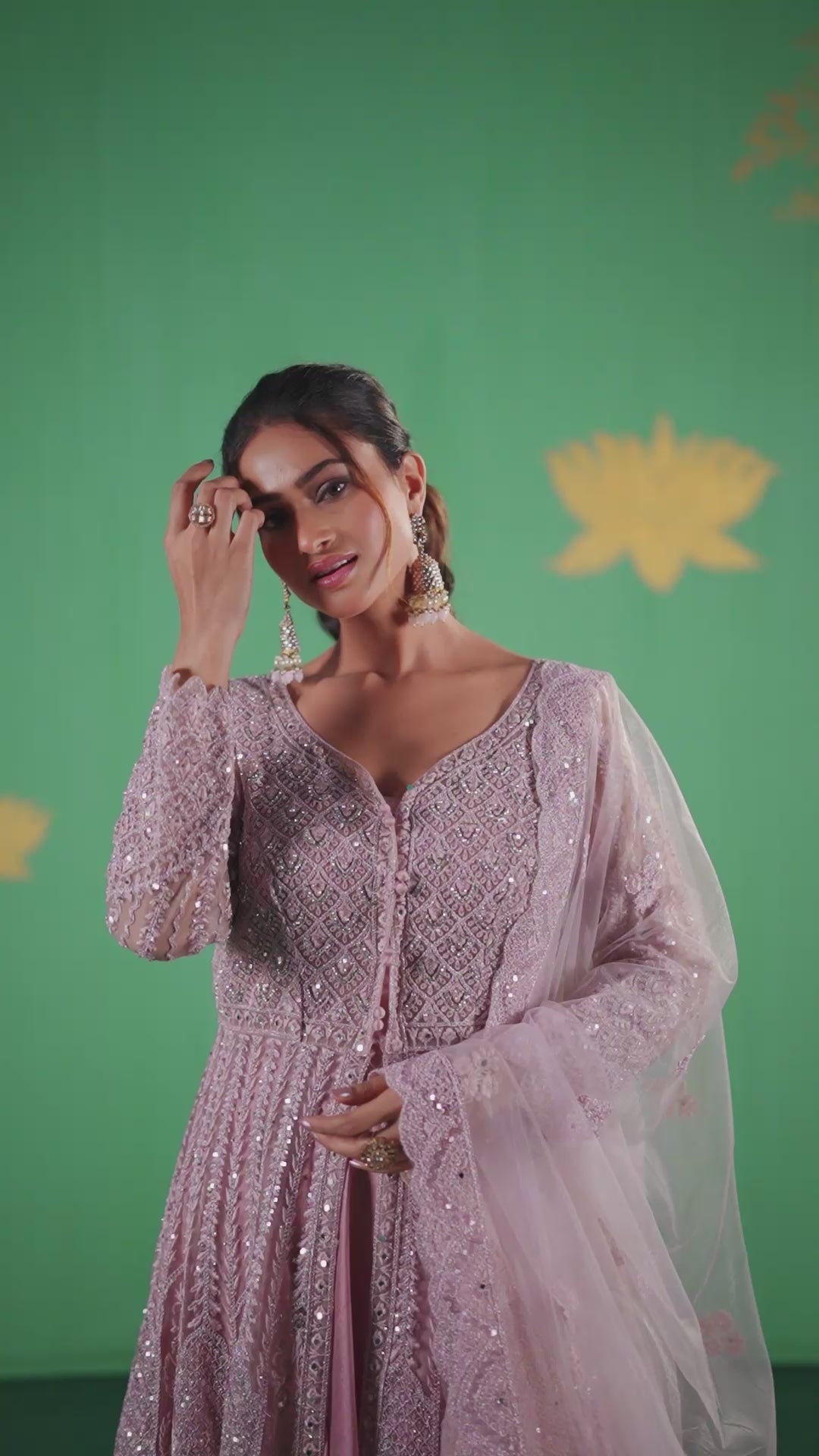 Blush Embroidered Net Anarkali Set